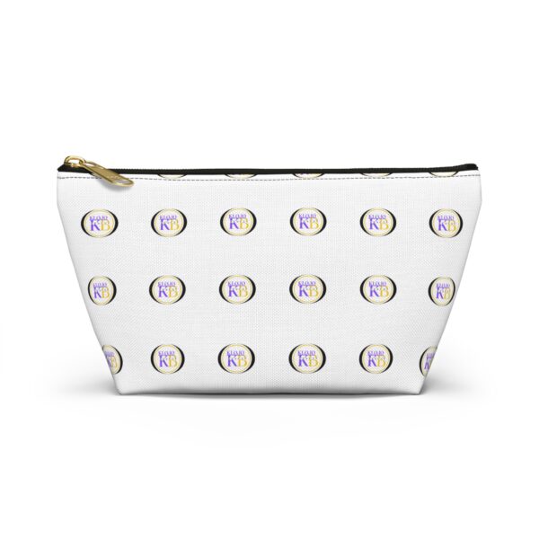 Klojo Beauty Monogram Dot Accessory Pouch |White T‑Bottom Cosmetic Bag with Gold Accents