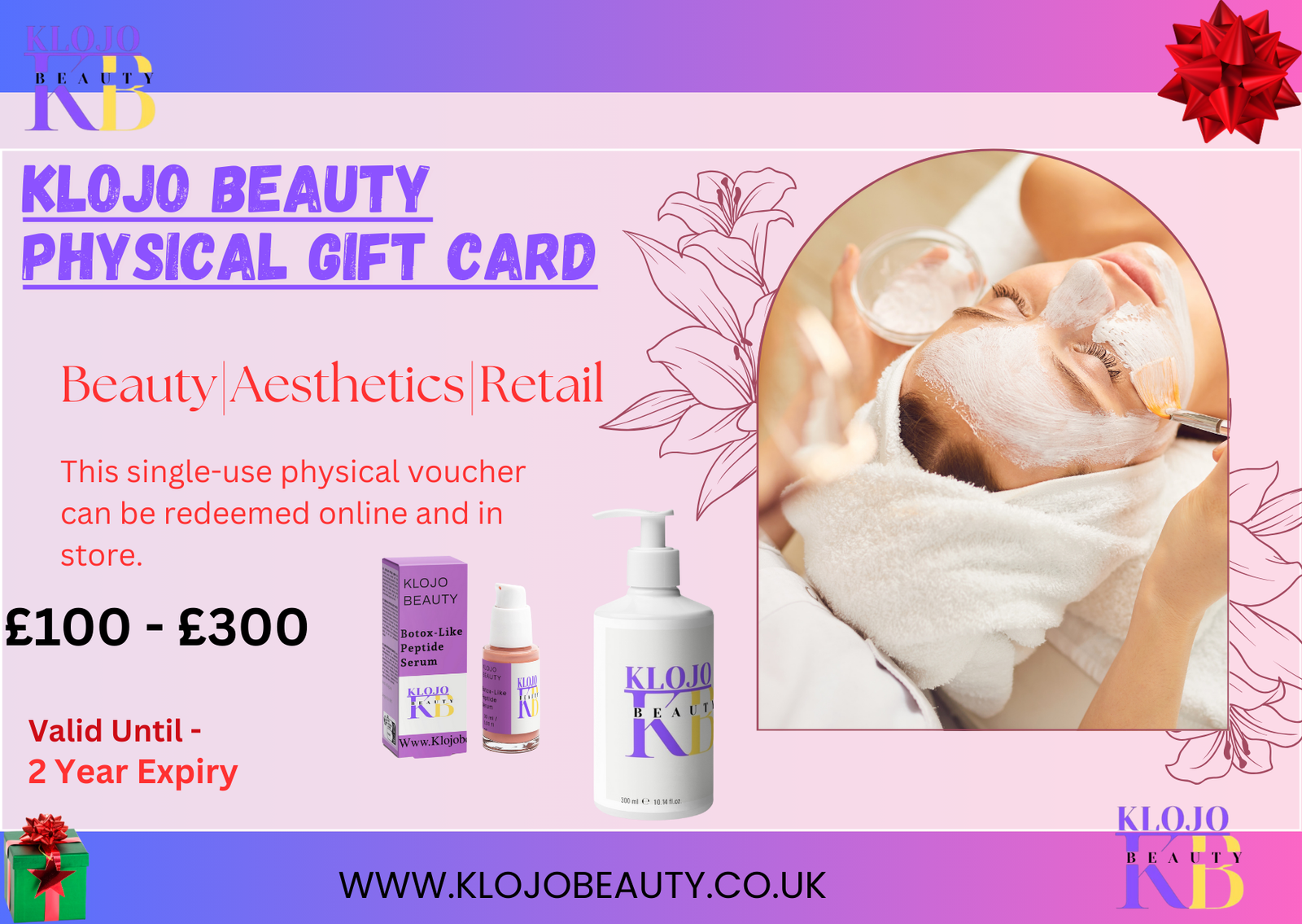 Klojo Beauty Physical Gift Card £100-£300